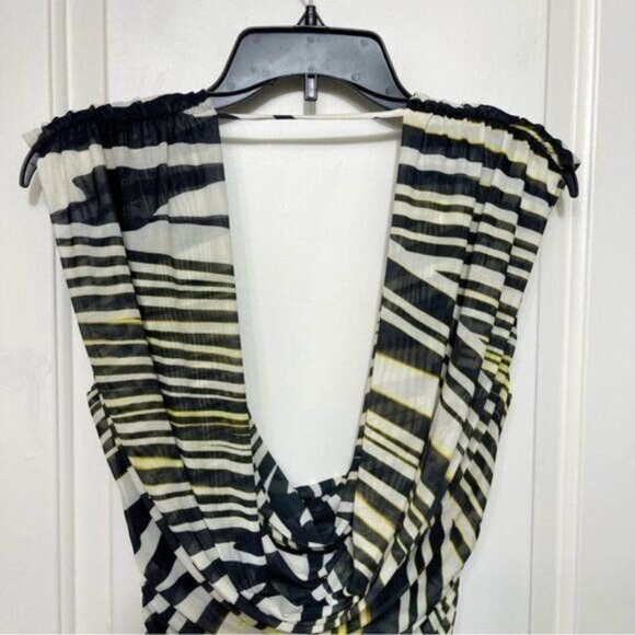 New AFRM Anthropology Kerra Abstract Zebra Print Plunge Neck Minidress Size S - Picture 6 of 11